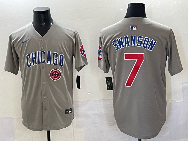 Men Chicago Cubs #7 Swanson grey Nike MLB 2025 jersey 0014
